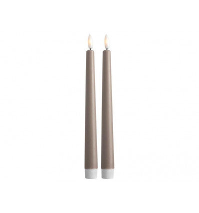 Dinerkaarsen - LED - Set van 2 (Taupe)